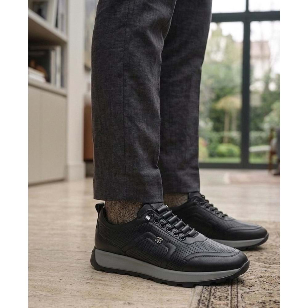 Hakiki Deri Günlük Spor Ayakkabısı - Siyah - 40 - BTMK01328-Siyah-40