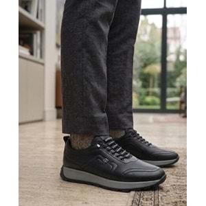 Hakiki Deri Günlük Spor Ayakkabısı - Siyah - 40 - BTMK01328-Siyah-40