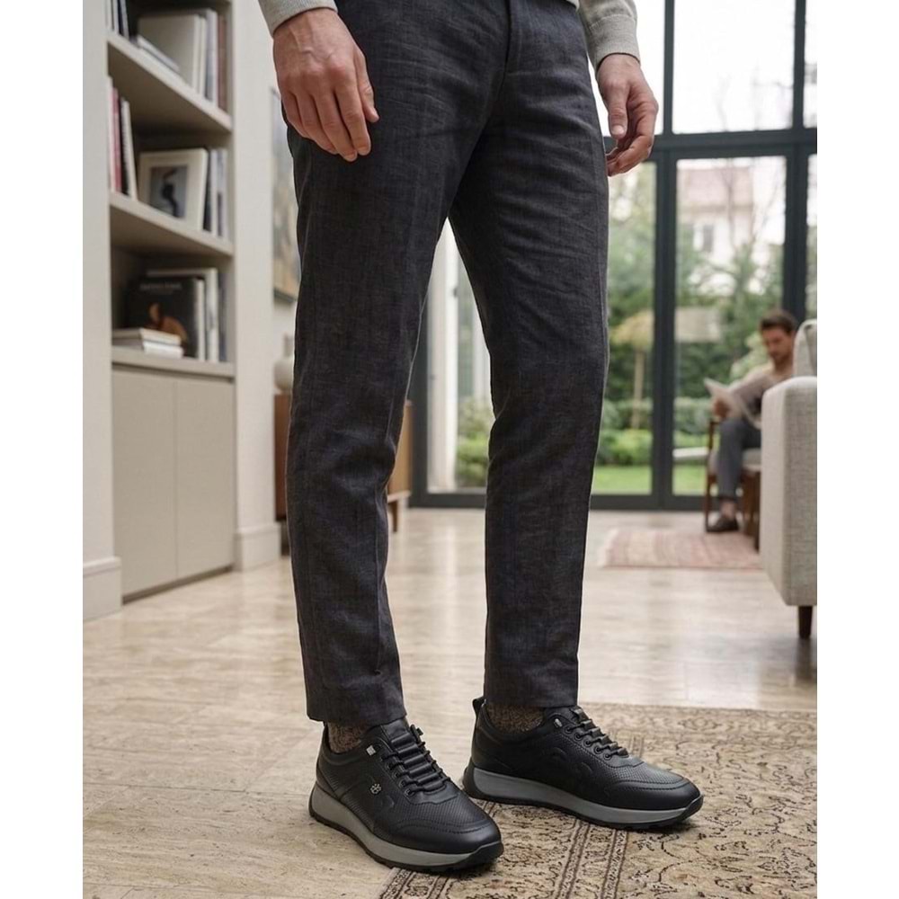 Hakiki Deri Günlük Spor Ayakkabısı - Siyah - 40 - BTMK01328-Siyah-40