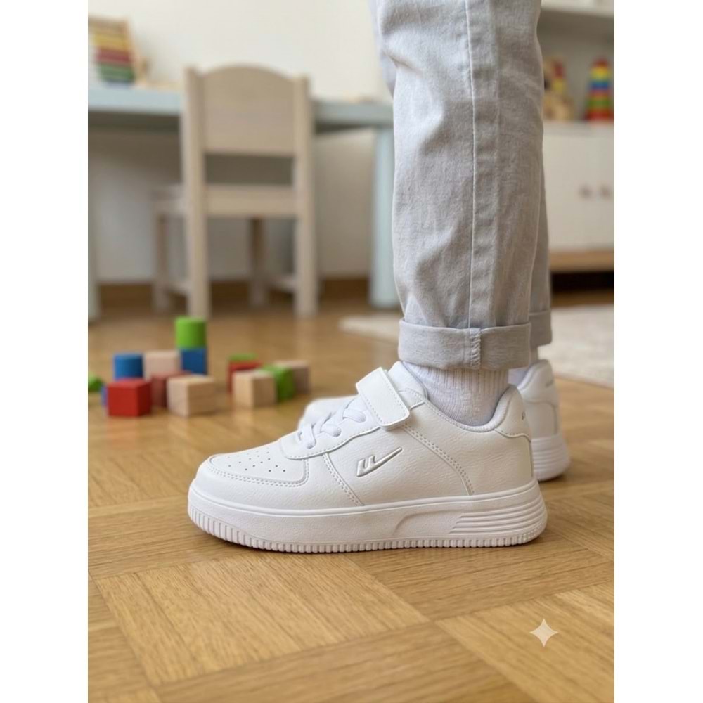 Pabuçhan Unisex Çocuk Cırt Cırtlı Günlük Spor Ayakkabı - Beyaz - 30 - BTMK01330-Beyaz-30