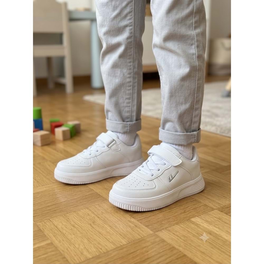 Pabuçhan Unisex Çocuk Cırt Cırtlı Günlük Spor Ayakkabı - Beyaz - 30 - BTMK01330-Beyaz-30